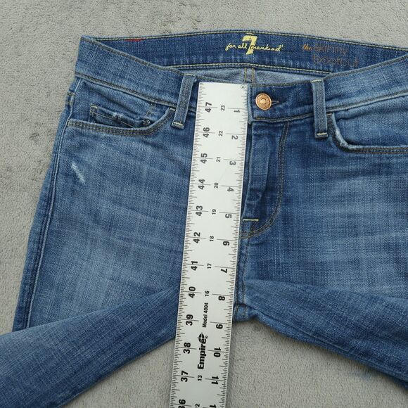 7 For All Mankind Jeans Women's 25 Low-Rise Skinny Bootcut 29" Inseam Distressed - Picture 8 of 16